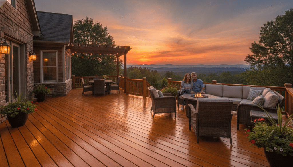 Beautiful restored deck showing professional staining results in Knoxville home