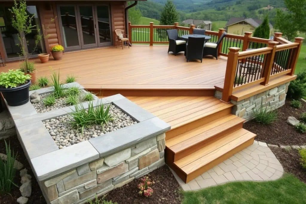 Natural elements added in a deck design Natural elements added in a deck design